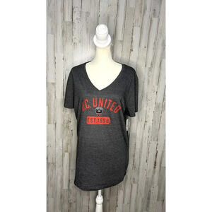 NWT Women's D.C. United V-Neck T-Shirt Gray 2XL Short‎ Sleeve Casual MLS